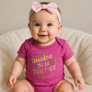 dot & ZAZZ "Thankful To Be Together" Newborn Girls Pink Thanksgiving 6-9 Months